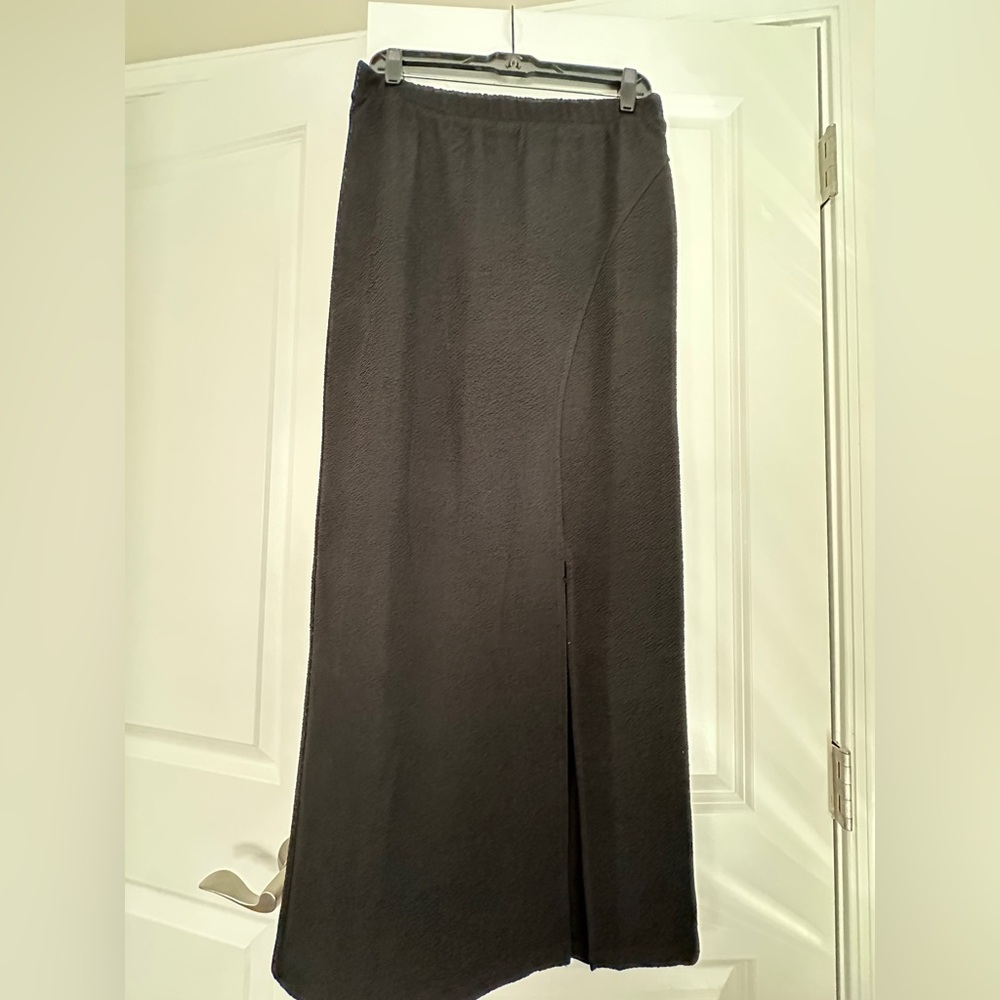 Black Maxi Skirt with Front Slit - Women's Skirt
